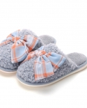 New Cotton Slippers Indoor Home Winter Cute Plush Striped Big Bow Girl Heart Slippers