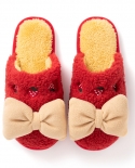 Autumn And Winter New Strawberry Bow Baotou Plush Indoor Slippers Girl Skin-friendly Comfortable Cotton Slippers