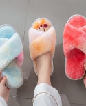 New Indoor Cotton Slippers Cross Wool Slippers Women Fashion Home Plush Slippers