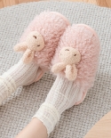 Zapatillas de algodón de felpa de conejo para mujer, zapatillas de felpa cálidas para interiores, para otoño e invierno