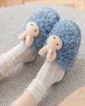 Zapatillas de algodón de felpa de conejo para mujer, zapatillas de felpa cálidas para interiores, para otoño e invierno