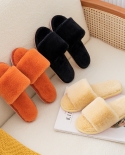 Autumn And Winter New Girl Plush Slippers Indoor Home Breathable Plus Velvet Cotton Slippers