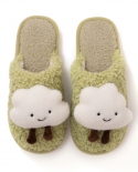 Autumn And Winter New Girl Cloud Cute Plush Home Thickened Baotou Cotton Slippers