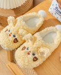 Autumn And Winter New Bear Plush Cotton Slippers Womens Home Indoor Girl Plush Slippers