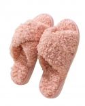 Plush Cross-strap Cotton Slippers Womens Home Skin-friendly Plush Slippers