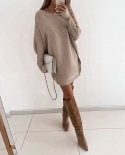 Womens Long Sweatshirt Dress Crewneck Pullover Casual Long Sleeve Bodycon Mini Sweater Dress Shorts Romper For Plus Siz