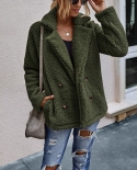 Womens Pure Color Long Sleeve Jackets Button Cardigan Thick Plush Casual Coats Outdoor Jackets 2022 Autumn Winter Warm O