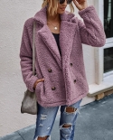 Womens Pure Color Long Sleeve Jackets Button Cardigan Thick Plush Casual Coats Outdoor Jackets 2022 Autumn Winter Warm O