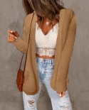 Womens Solid Color Pocket Cardigan Sweater Knitting Long Sleeve Knit Cardigans Sheer Cardigan For Women Autumn Winter K