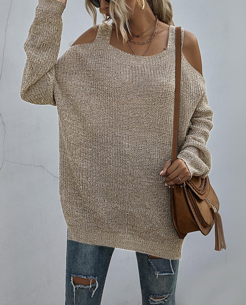 US 16.76 Off Shoulder Batwing Sleeve Sweater Pullovers Women