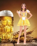 German Bavarian Beer Wench Carnival Oktoberfest Dress Yellow Apron Outfits Oktoberfest Beer Girl Costume Halloween Outfi