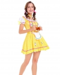 German Bavarian Beer Wench Carnival Oktoberfest Dress Yellow Apron Outfits Oktoberfest Beer Girl Costume Halloween Outfi