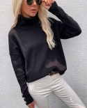 Winter High Collar Women Sweater Pullovers Cuffs Button Pullover Solid Color Casual Sweater Jumper Autumn Winter Knitted