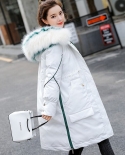 High Quality  New Winter Jacket Women Warm Thicken Hooded With Fur Long Coat Shining Fabric Stylish Female Parkaparkas