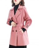 Womens Trench Coat Double Breasted With Belt Coats Classical Lapel Collar Loose Long Windbreaker Female Spring Chic Out