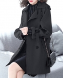Womens Trench Coat Double Breasted With Belt Coats Classical Lapel Collar Loose Long Windbreaker Female Spring Chic Out