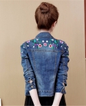 2022 Autumn Womens Denim Jeans Jacket Embroidery Coat Femme Elegant Short Denim Jackets Bomber Outerwear 4xl 5xl R619ja