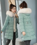 2022 New Winter Jacket Womens Long Parkas Fur Collar Hooded Jackets Female Casual Thick Cotton Padded Parka Coat Women 