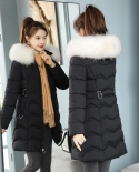 2022 New Winter Jacket Womens Long Parkas Fur Collar Hooded Jackets Female Casual Thick Cotton Padded Parka Coat Women 