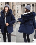  New Women Winter Jacket Fur Lining Thick Warm Coat Fur Collar Hooded Female Long Parkas Snow Wear Cotton Padded Clothes