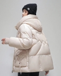 Womens Parkas 2022 New Winter Jacket Long Sleeves Hooded Cotton Padded Parka Female Jacket Casual Windproof Puffer Coat