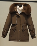 2022 New Winter Jacket Thick Warm Coat Womens Parkas Plus Velet Fur Collar Hooded Long Coat Fur Lining Jacket Parka Muj