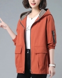 Womens Jacket 2022 New Autumn Long Sleeve Windbreaker Female Hooded Basic Coat Casual Loose Baseball Bomber Jacket Outw