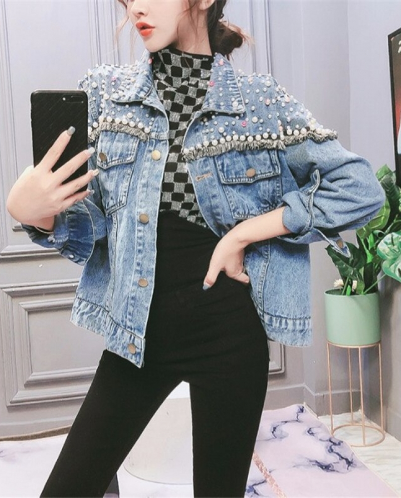 Veste shop jean perle