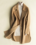  Autumn And Winter Double Sided Pure Cashmere Coat Woman Jacket Long Loose Wool Suit Collar New Pure Color Cardigan P100