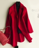  Autumn And Winter Double Sided Pure Cashmere Coat Woman Jacket Long Loose Wool Suit Collar New Pure Color Cardigan P100