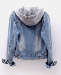 High Quality Denim Jacket  Autumn New Long Sleeve Hooded Jeans Coats Loose Casual Boyfriend Style Women Basic Outerwear 