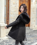  Women Parkas Winter Coats Hooded Fur Collar Thick Cotton Warm Female Jacket Fashion Long Wadded Cotton Coat Casual Outw