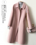 New Women Jacket Winter Woolen Coat Elegant Turn Down Collar Plaid Long Woolen Coat Single Breasted Warm Coat Casaco Fem