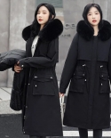 2022 New Women Parkas Winter Jacket Long Coat Casual Removable Fur Lining Hooded Parka Cotton Thicken Warm Parka Jacket 