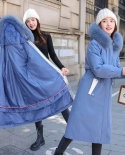 New 2022 Winter Jacket Women Parka Long Coat Wool Liner Hooded Parkas Slim With Fur Collar Warm Wear Padded Detachable C