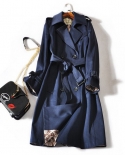  Autumn Women Double Breasted Long Trench Coat With Belt Windbreaker Female Classic Casual Office Lady Business Outwear 