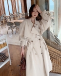  New Autumn Women Trench Coat Windbreaker Female Double Breasted Long Coat With Belt Oversize Turn Down Collar Outerwear