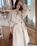  New Autumn Women Trench Coat Windbreaker Female Double Breasted Long Coat With Belt Oversize Turn Down Collar Outerwear