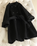  Winter Autumn New Women Long Cashmere Double Sided Wool Coat Double Breasted Office Lady Overcoat Belt Female Outerwear