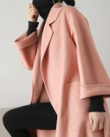  Autumn And Winter Water Ripple Classic Coat Double Faced 100 Real Wool Coat Female Long Coat Women Jacket High Quality