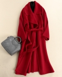 Womens 7 Colors 100 Wool Coat Winter Fashion Long Coat Office Lady Woolen Coats Overcoat Belt Jacket Outerwear High Qu