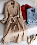 אדוות מים דו צדדי מעיל קשמיר אמיתי נשים מעיל צמר אמיתי מעיל חורף ארוך מעיל נשי מעיל נשי הלבשה עליונה באיכות גבוהה