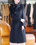 מעיל סתיו וחורף הפיך צמר אמיתי ומעיל קשמיר אמיתי בעל חזה כפול מעילים ארוכים באיכות גבוהה לנשים