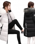 Womens Winter Jackets And Coats 2022 Parkas Wadded Cotton Jackets Warm Outwear With A Hood Large Faux Fur Collar Overcoa