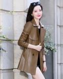¡Novedad de otoño 2022! Chaqueta de piel sintética para mujer, abrigo suave de imitación, abrigo largo ajustado con doble botona