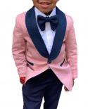2022 New Custom Made Pink Boys Jacket Pant Suits 2 Pieces Set Tuxedos Groom Wedding Suits For Children Kids Dinner Party