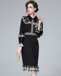 Womens New Style Embroidered Puff Sleeve Slim Fit Wrap Hip Mermaid Dress