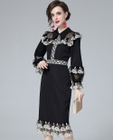 Womens New Style Embroidered Puff Sleeve Slim Fit Wrap Hip Mermaid Dress