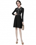 Womens New Knit Lapel Dignified Elegant Slim Little Black Dress