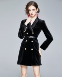 Womens Golden Velvet Light Luxury Celebrity Graceful Little Black Dress